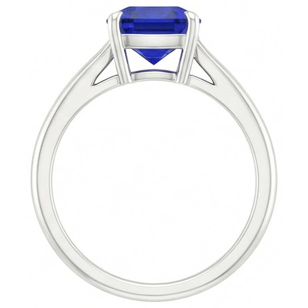 2.25 Carats Solitaire Ring Cushion Cut Sri Lankan Sapphire Prong Set