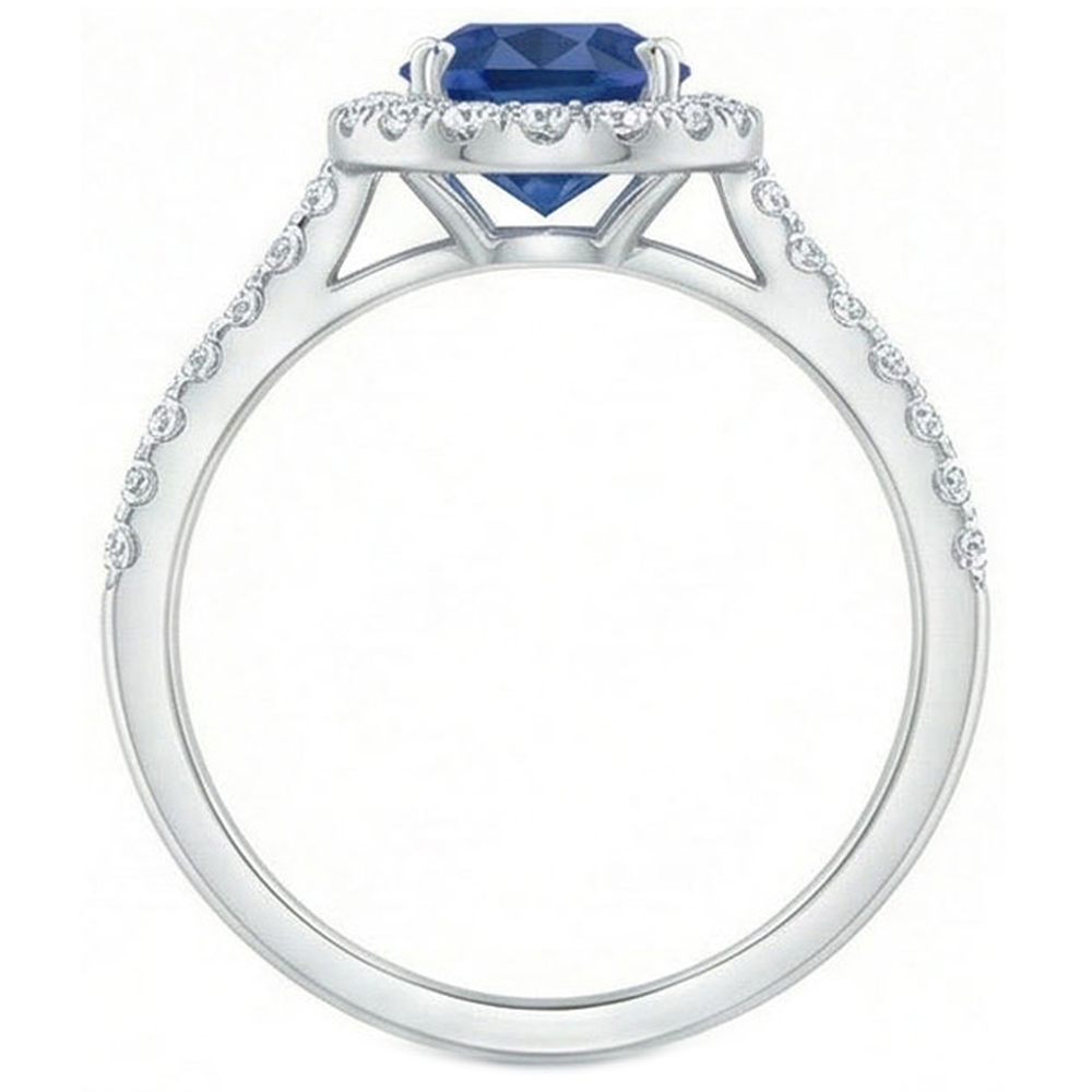 2.25 Ct Oval Ceylon Blue Sapphire Natural Earth Mined Diamond ( Not Lab Grown ) Wedding Ring White Gold