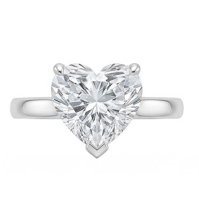 2.25 Ct Solitaire Heart Shape Natural Earth Mined Diamond ( Not Lab Grown ) Anniversary Ring White Gold