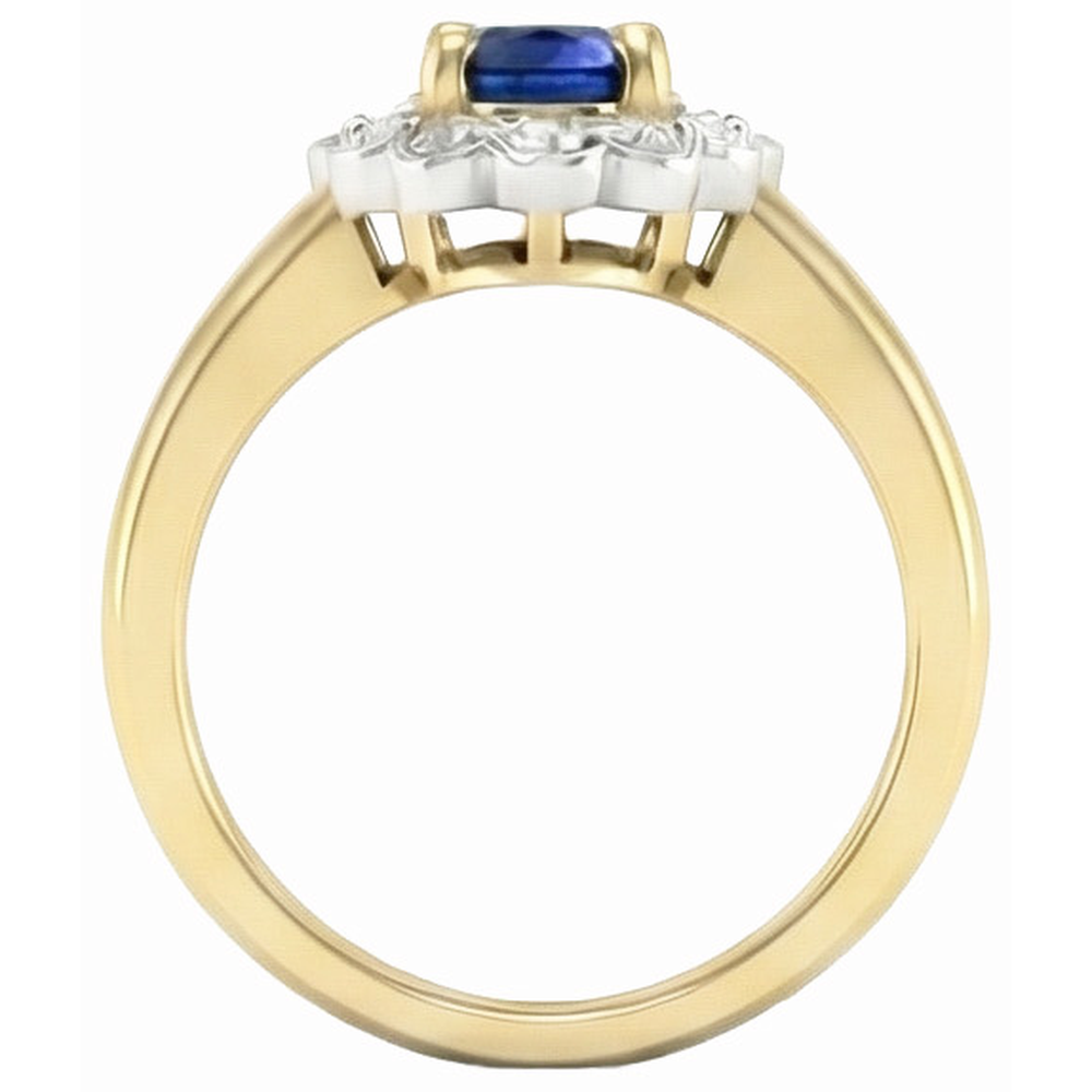 2.26 Ct. Sri Lanka Sapphire Natural Earth Mined Diamond ( Not Lab Grown ) s Halo Ring Two Tone New