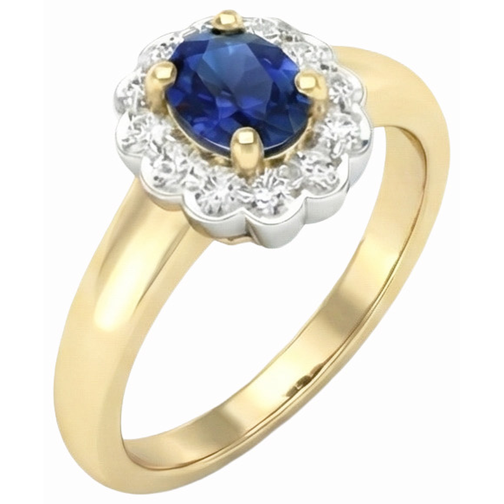 2.26 Ct. Sri Lanka Sapphire Natural Earth Mined Diamond ( Not Lab Grown ) s Halo Ring Two Tone New