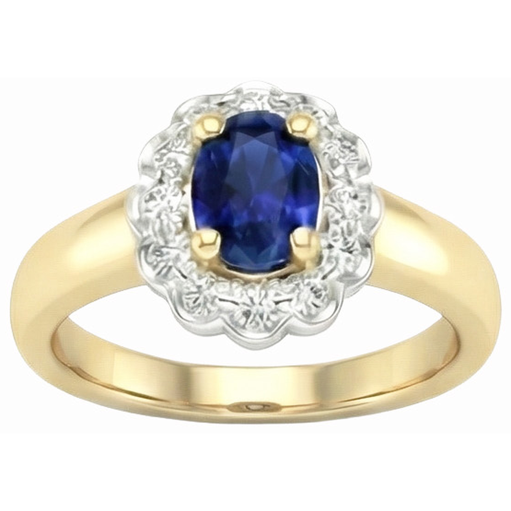 2.26 Ct. Sri Lanka Sapphire Natural Earth Mined Diamond ( Not Lab Grown ) s Halo Ring Two Tone New