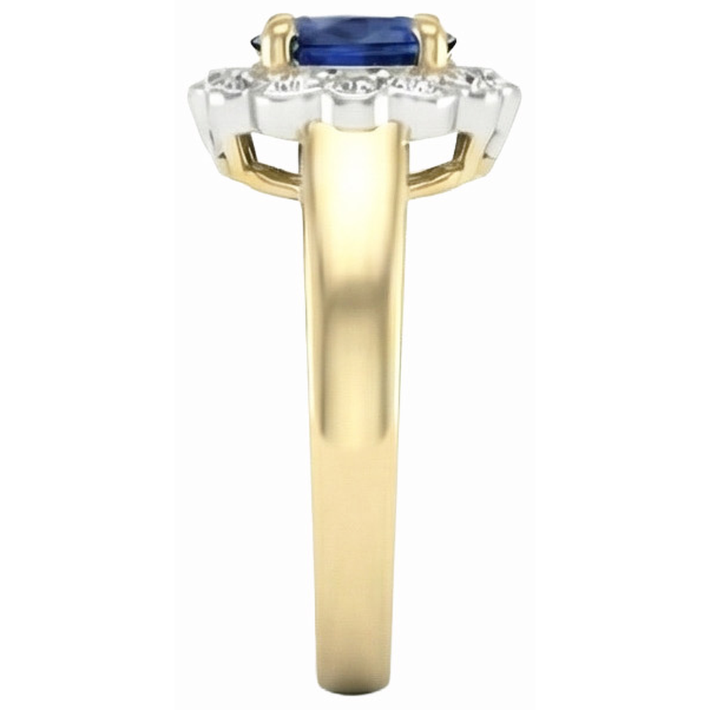 2.26 Ct. Sri Lanka Sapphire Natural Earth Mined Diamond ( Not Lab Grown ) s Halo Ring Two Tone New