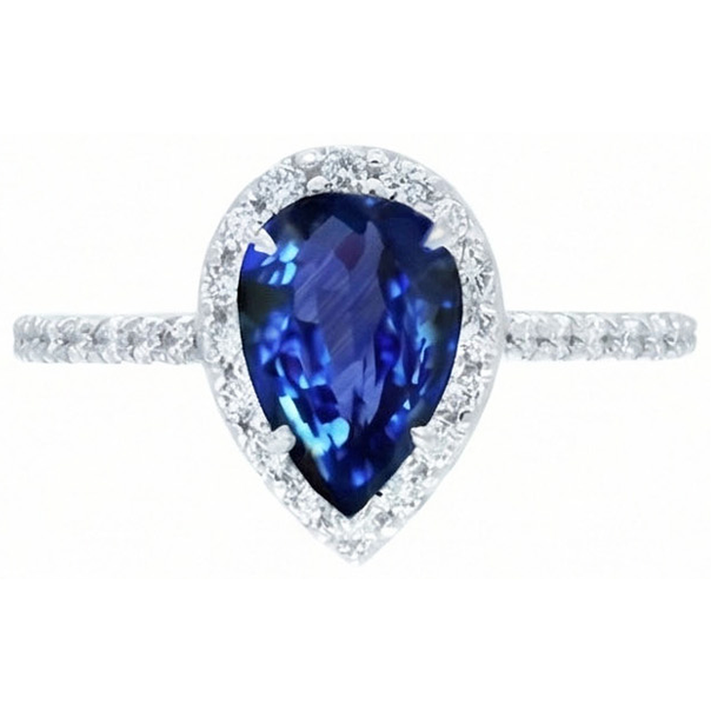 natural round sapphire 2.30ct ring close up detail