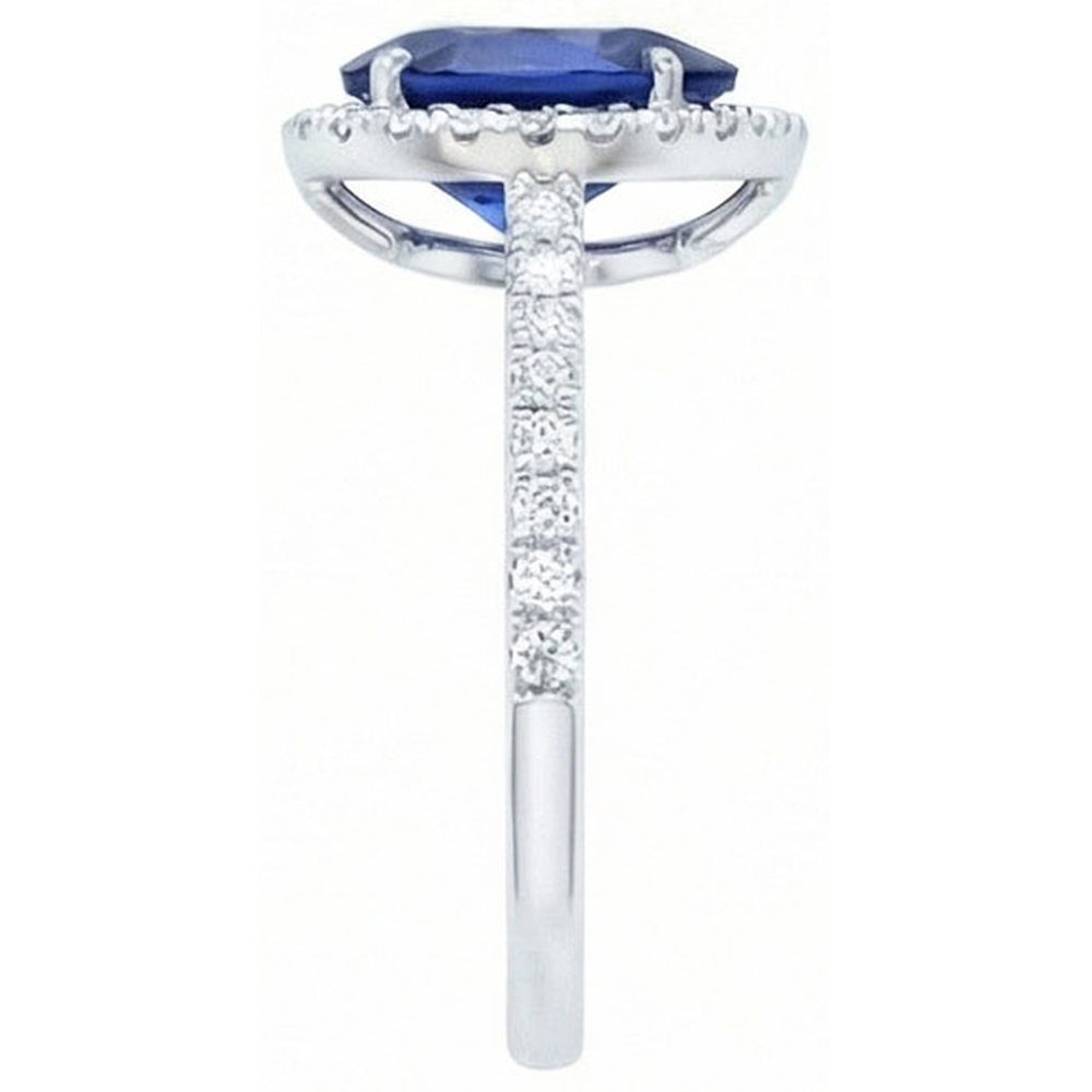 natural round sapphire 2.30ct ring top view