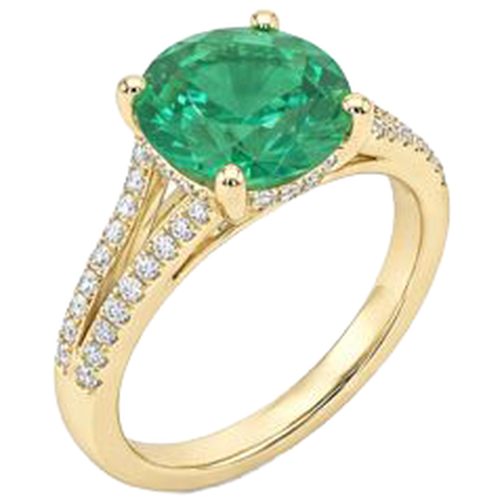 natural round emerald 2.30ct ring profile view
