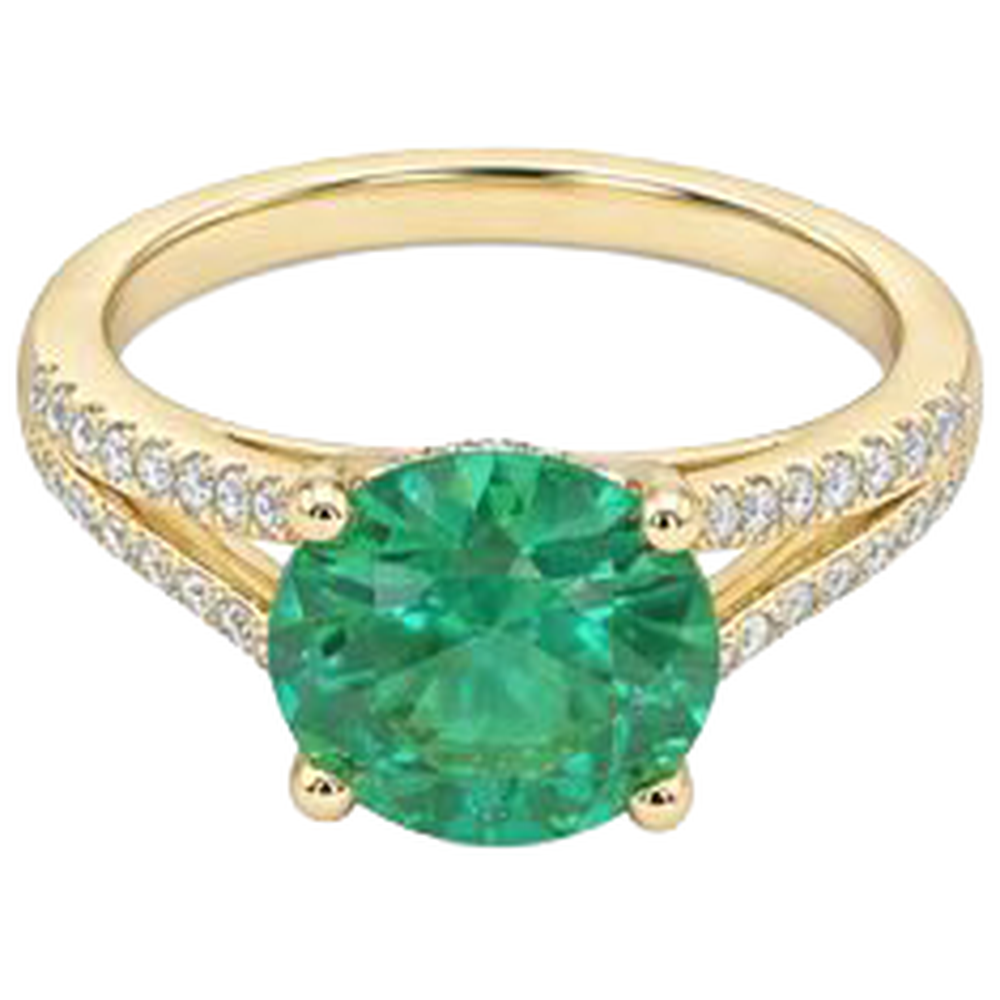 natural round emerald 2.30ct ring close up detail