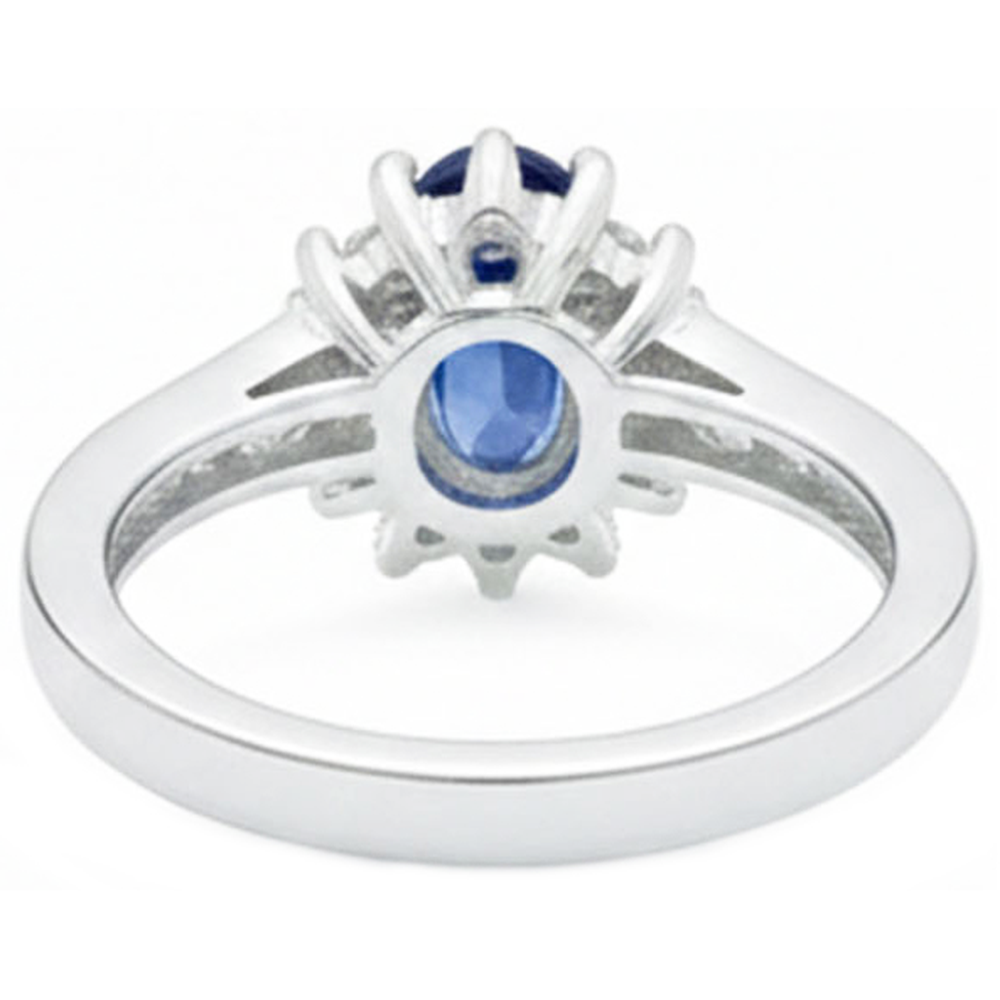 2.40 Ct Ceylon Sapphire And Natural Earth Mined Diamond ( Not Lab Grown )s Ring White Gold 14K
