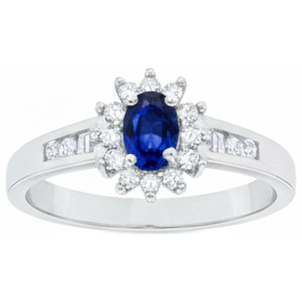 2.40 Ct Ceylon Sapphire And Natural Earth Mined Diamond ( Not Lab Grown )s Ring White Gold 14K