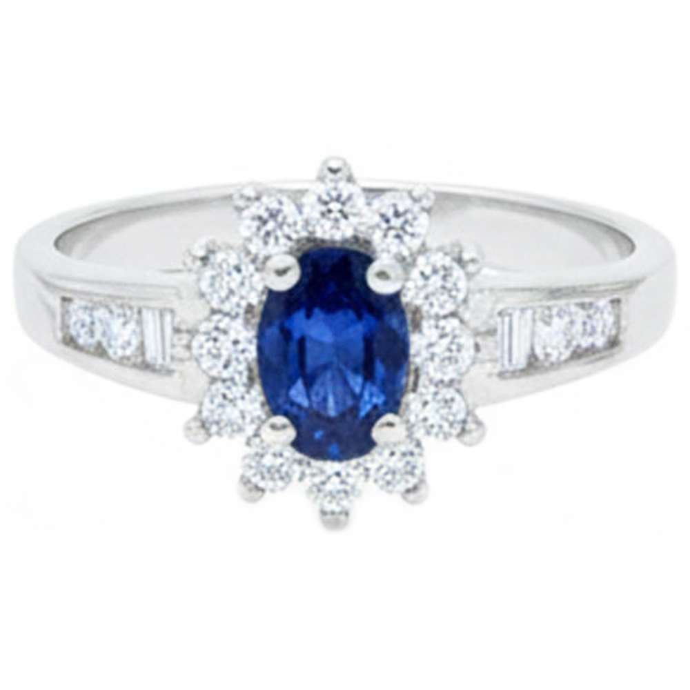 2.40 Ct Ceylon Sapphire And Natural Earth Mined Diamond ( Not Lab Grown )s Ring White Gold 14K