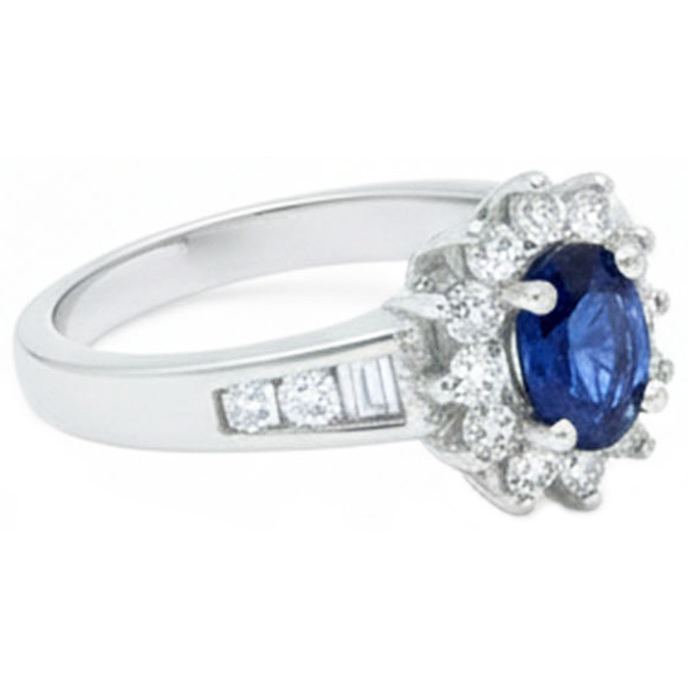2.40 Ct Ceylon Sapphire And Natural Earth Mined Diamond ( Not Lab Grown )s Ring White Gold 14K