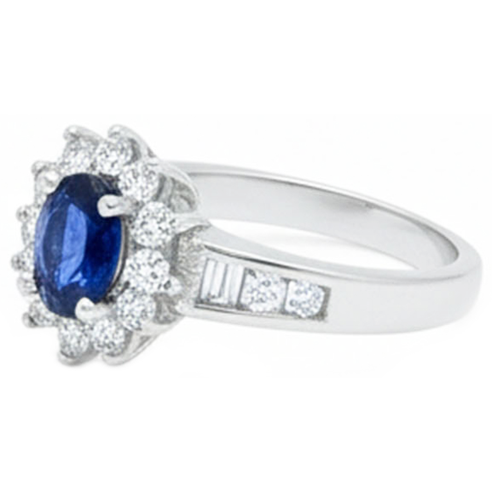 2.40 Ct Ceylon Sapphire And Natural Earth Mined Diamond ( Not Lab Grown )s Ring White Gold 14K