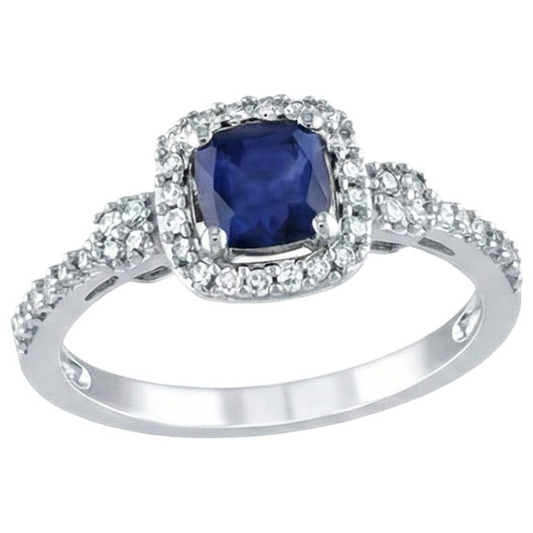 natural round sapphire 2.45ct ring front view