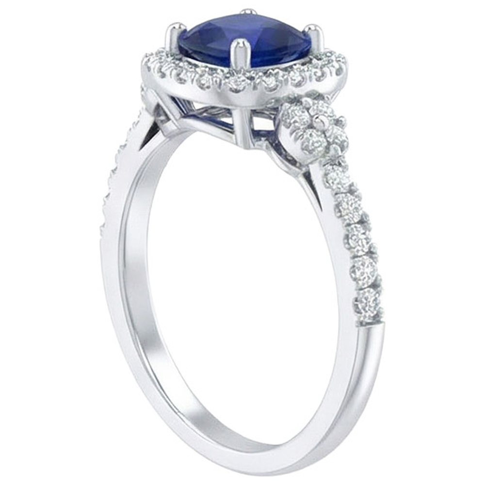 natural round sapphire 2.45ct ring side angle