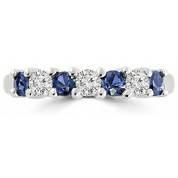 2.45 Ct Round Sri Lanka Sapphire Natural Earth Mined Diamond ( Not Lab Grown ) Wedding Band