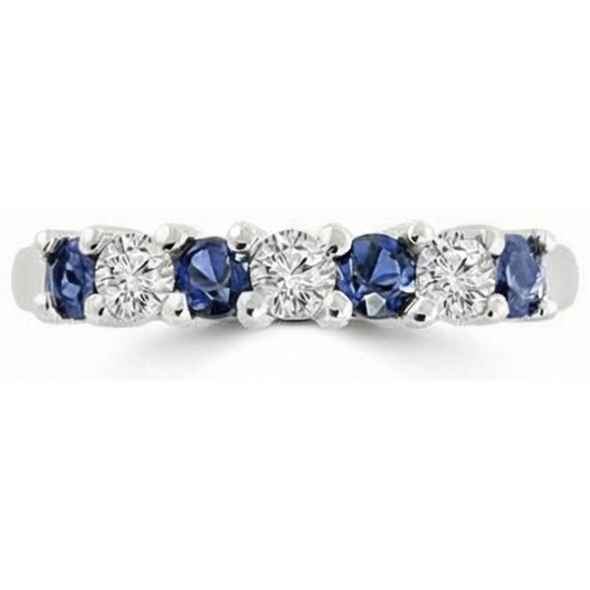 2.45 Ct Round Sri Lanka Sapphire Natural Earth Mined Diamond ( Not Lab Grown ) Wedding Band