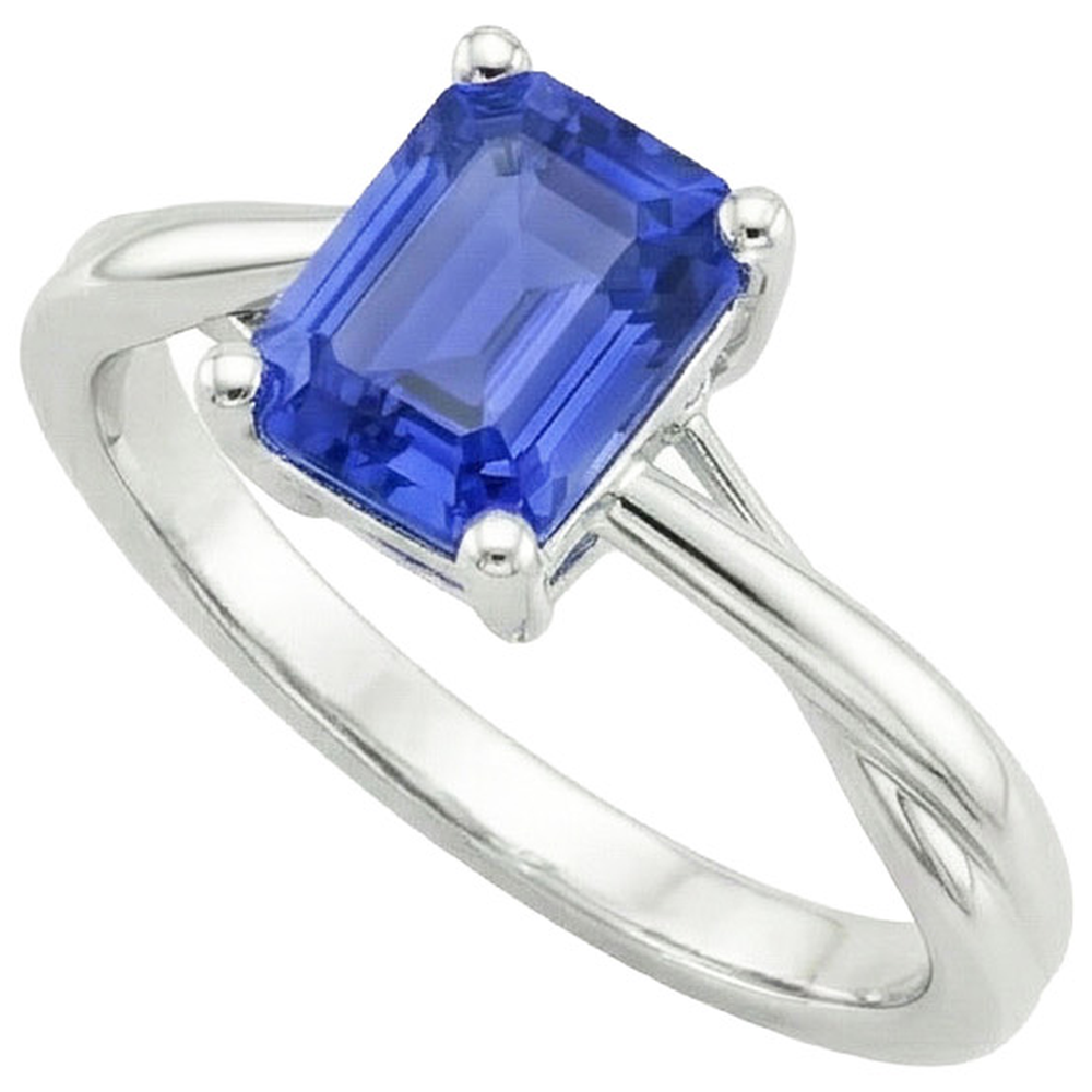 2.5 Ct Sapphire Emerald Cut Engagement Ring