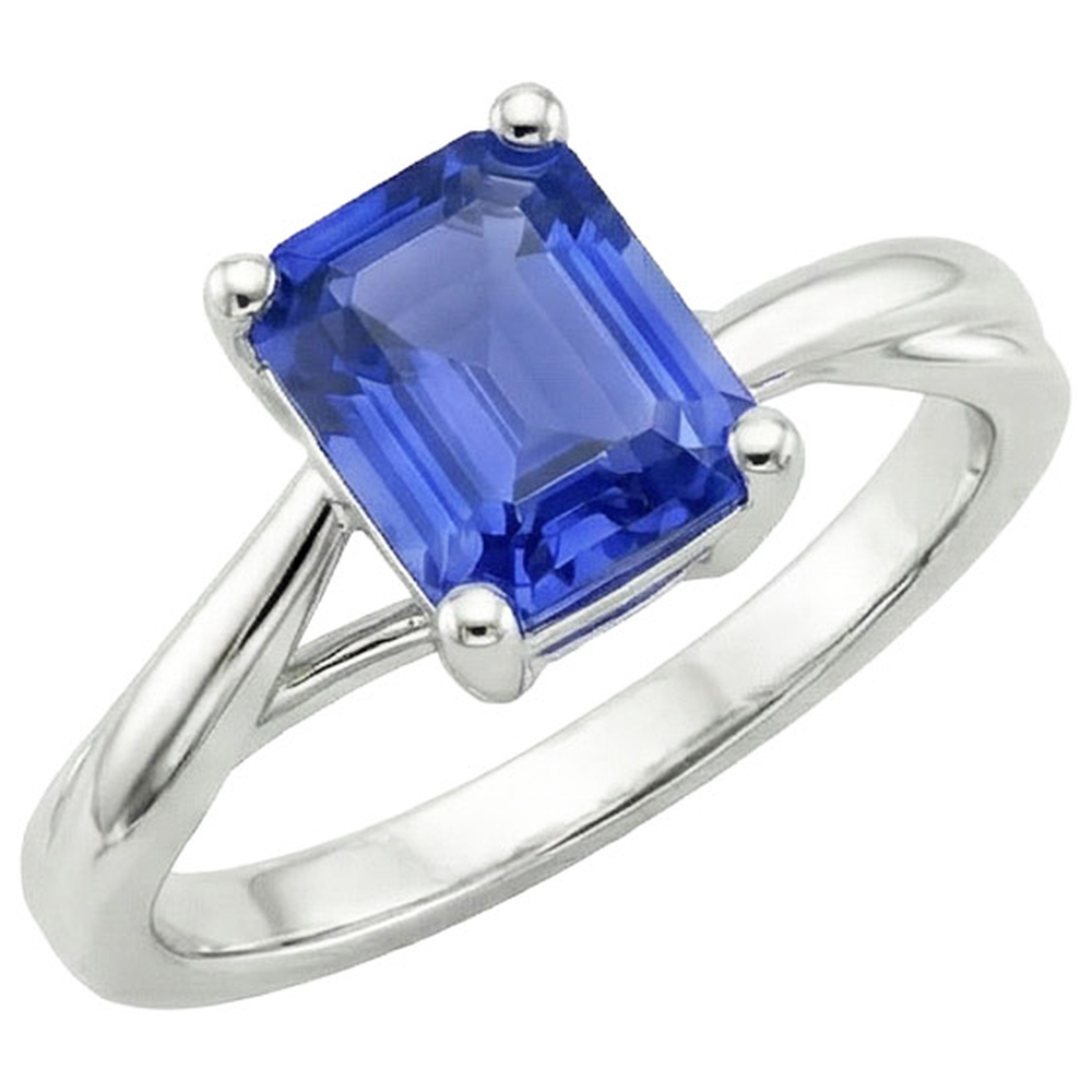 2.5 Ct Sapphire Emerald Cut Engagement Ring