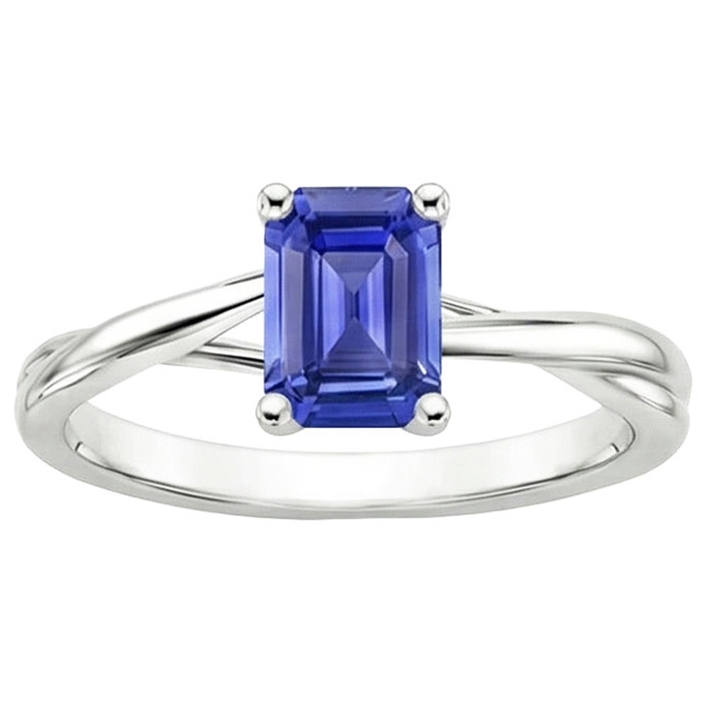 2.5 Ct Sapphire Emerald Cut Engagement Ring