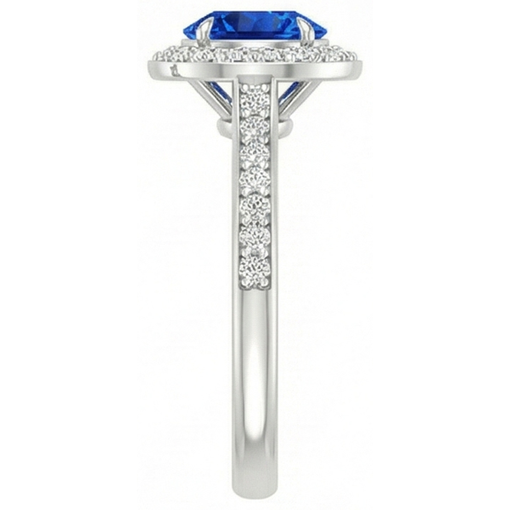 2.5 Ct Sri Lanka Blue Sapphire Round Natural Earth Mined Diamond ( Not Lab Grown )  Ring