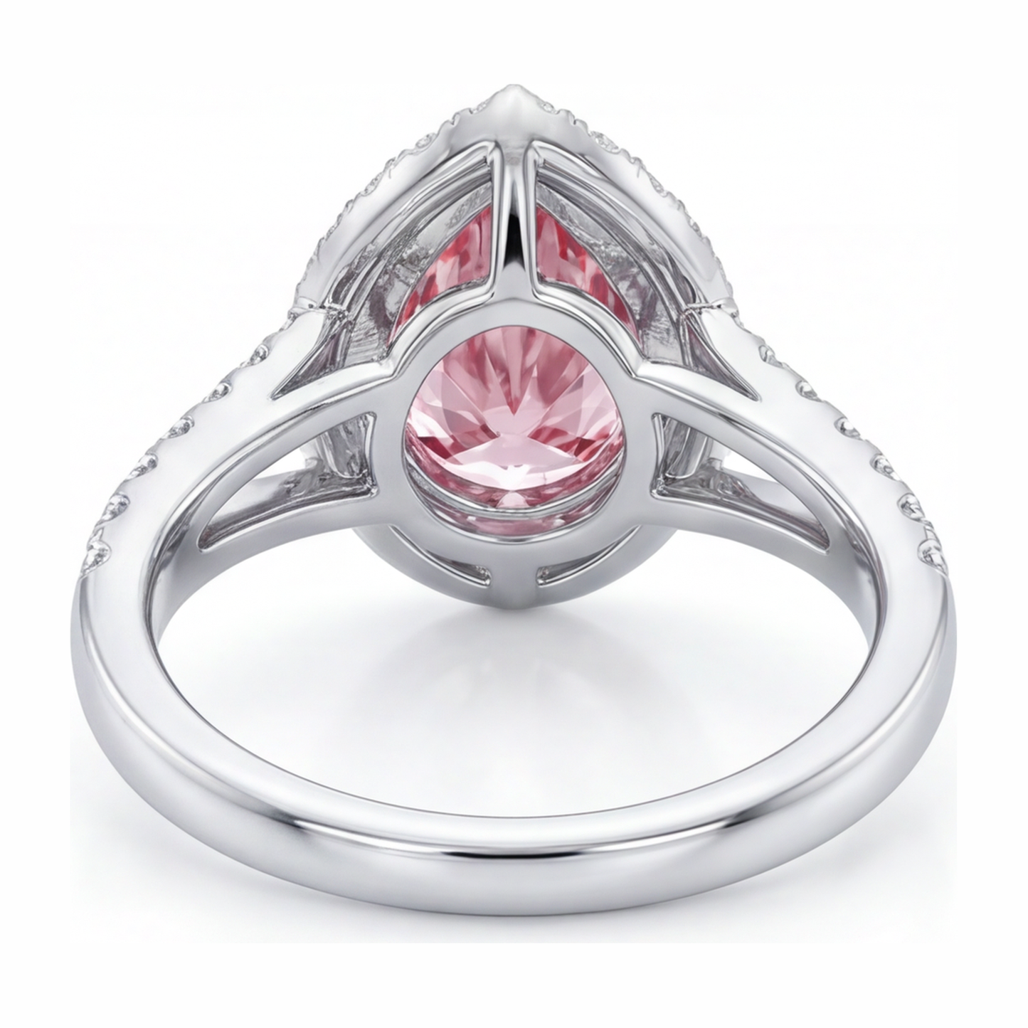Pink Diamond Engagement Ring 2.5 Carat Lab Grown Pear Halo 14K White Gold