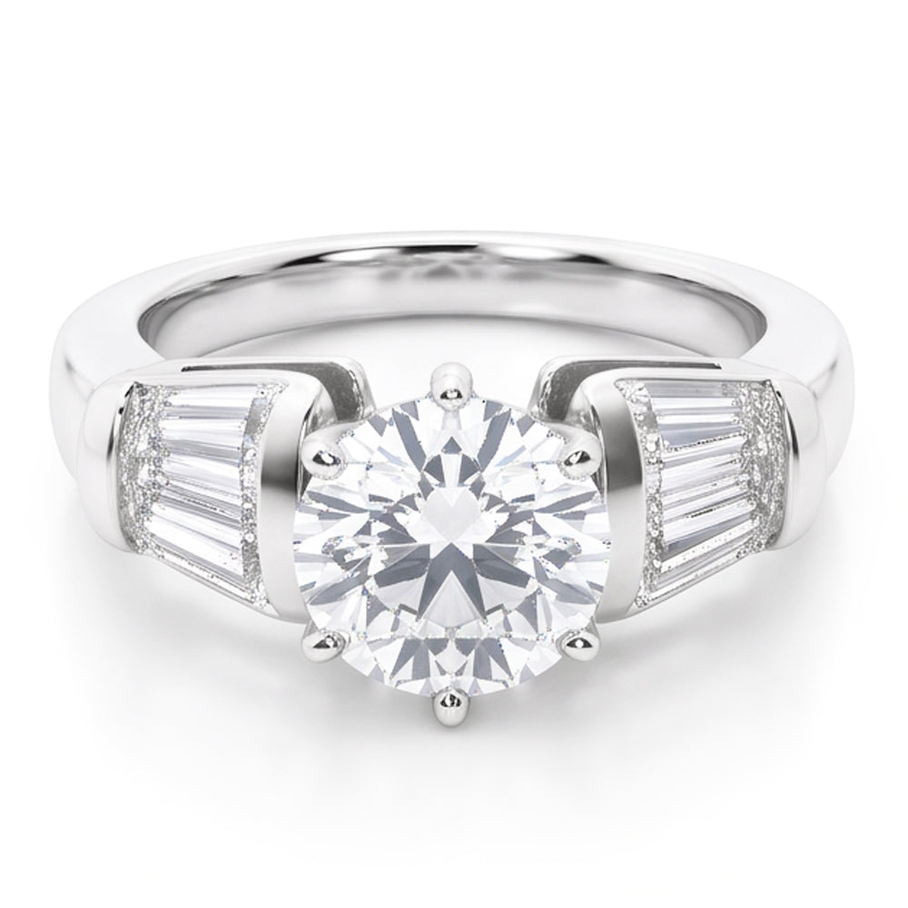 2.50 Carat Genuine Natural Earth Mined Diamond ( Not Lab Grown )s Ring 3 Stone Style Engagement Ring