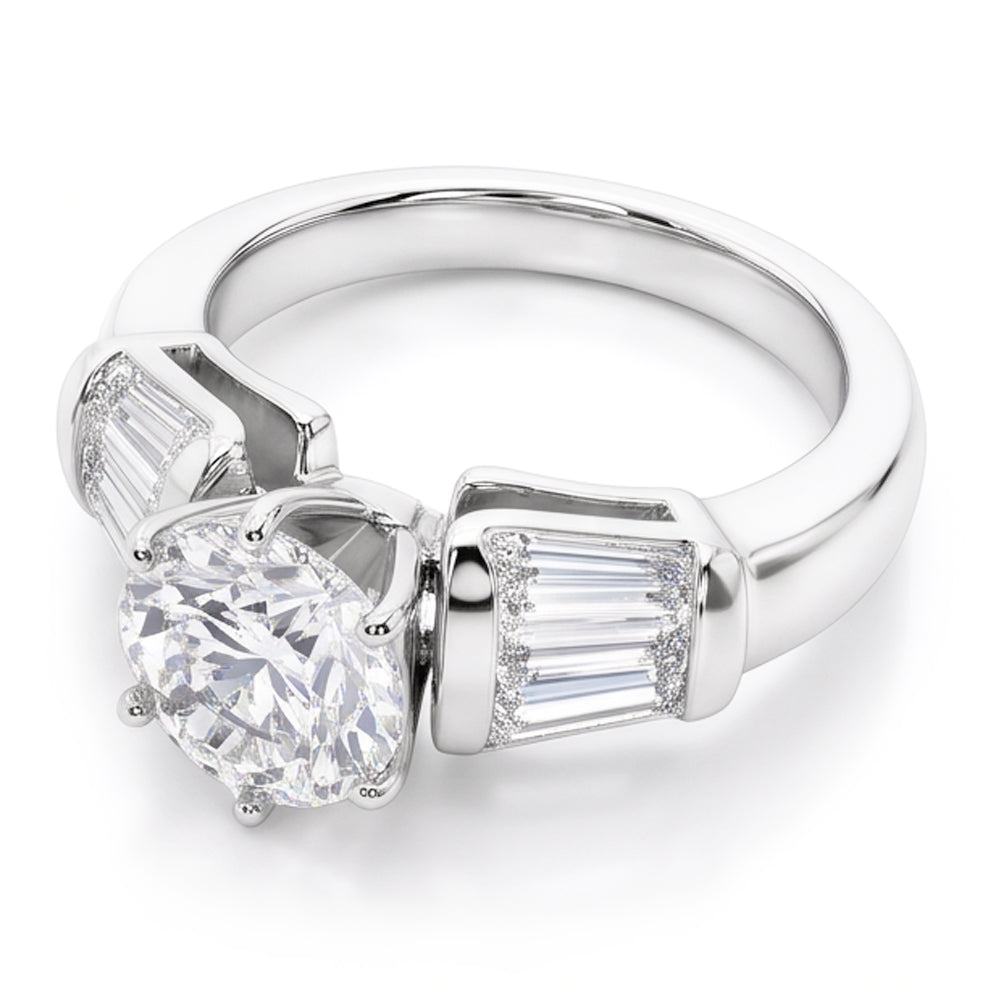 2.50 Carat Genuine Natural Earth Mined Diamond ( Not Lab Grown )s Ring 3 Stone Style Engagement Ring