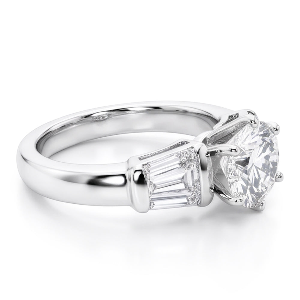 2.50 Carat Genuine Natural Earth Mined Diamond ( Not Lab Grown )s Ring 3 Stone Style Engagement Ring