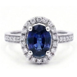 Natural Sapphire Ring 2.50ct - White Gold 14K