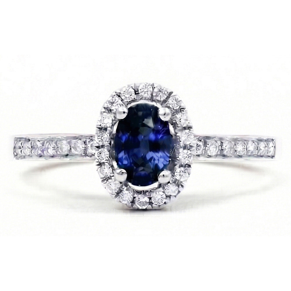 natural round sapphire 2.50ct ring top view