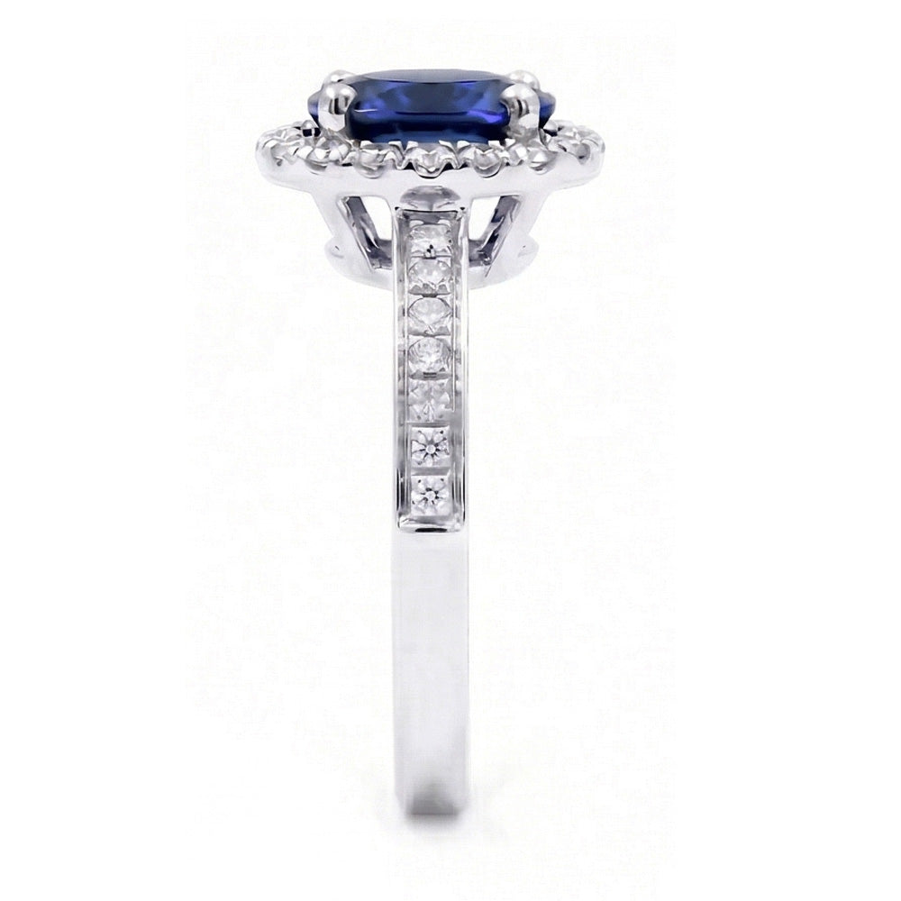 natural round sapphire 2.50ct ring profile view
