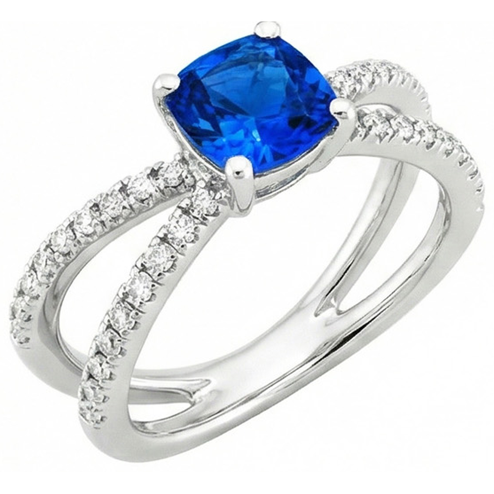 natural round sapphire 2.50ct ring top view
