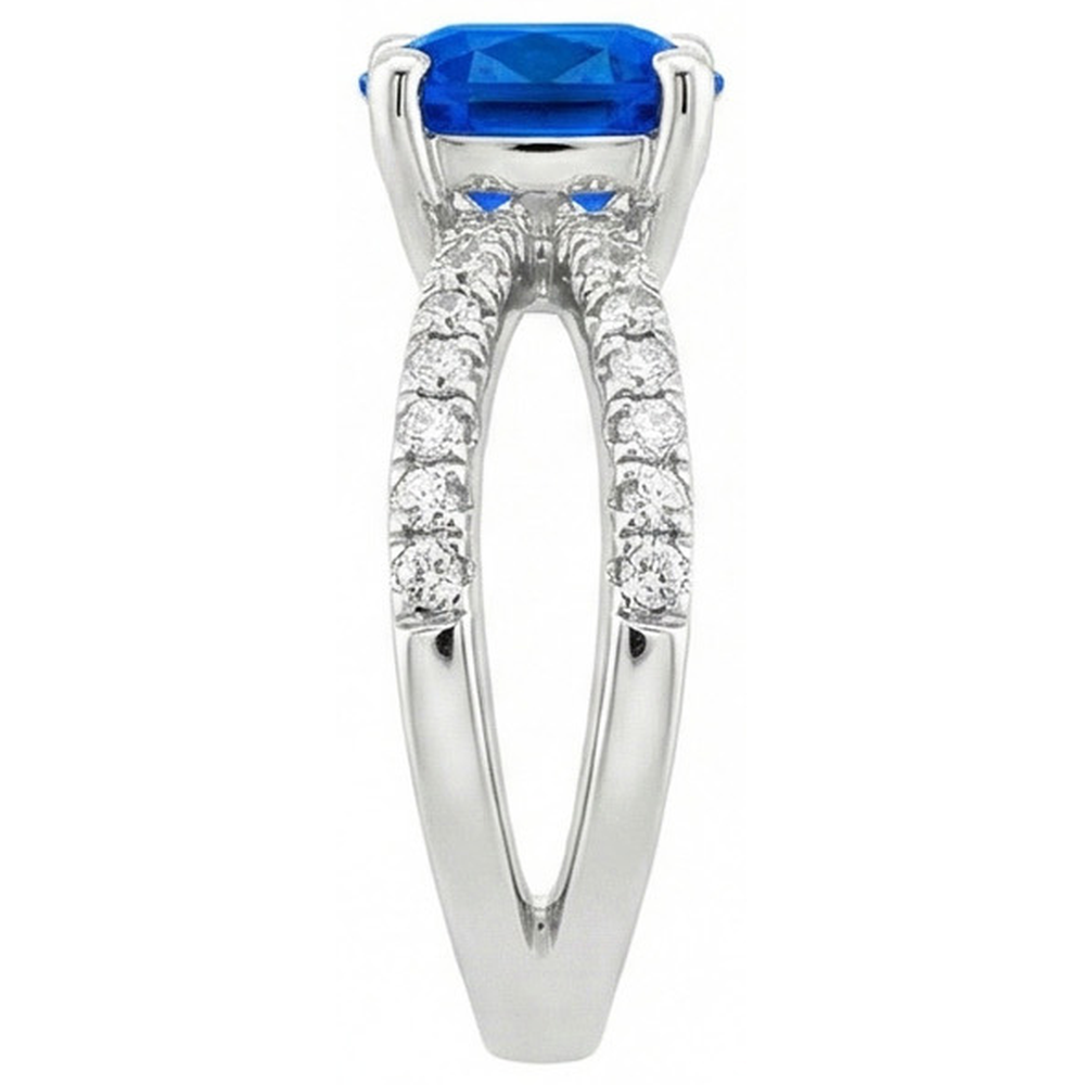 natural round sapphire 2.50ct ring profile view