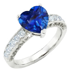 2.50 Carats Heart Cut Ceylon Blue Sapphire Natural Earth Mined Diamond ( Not Lab Grown ) Engagement Ring