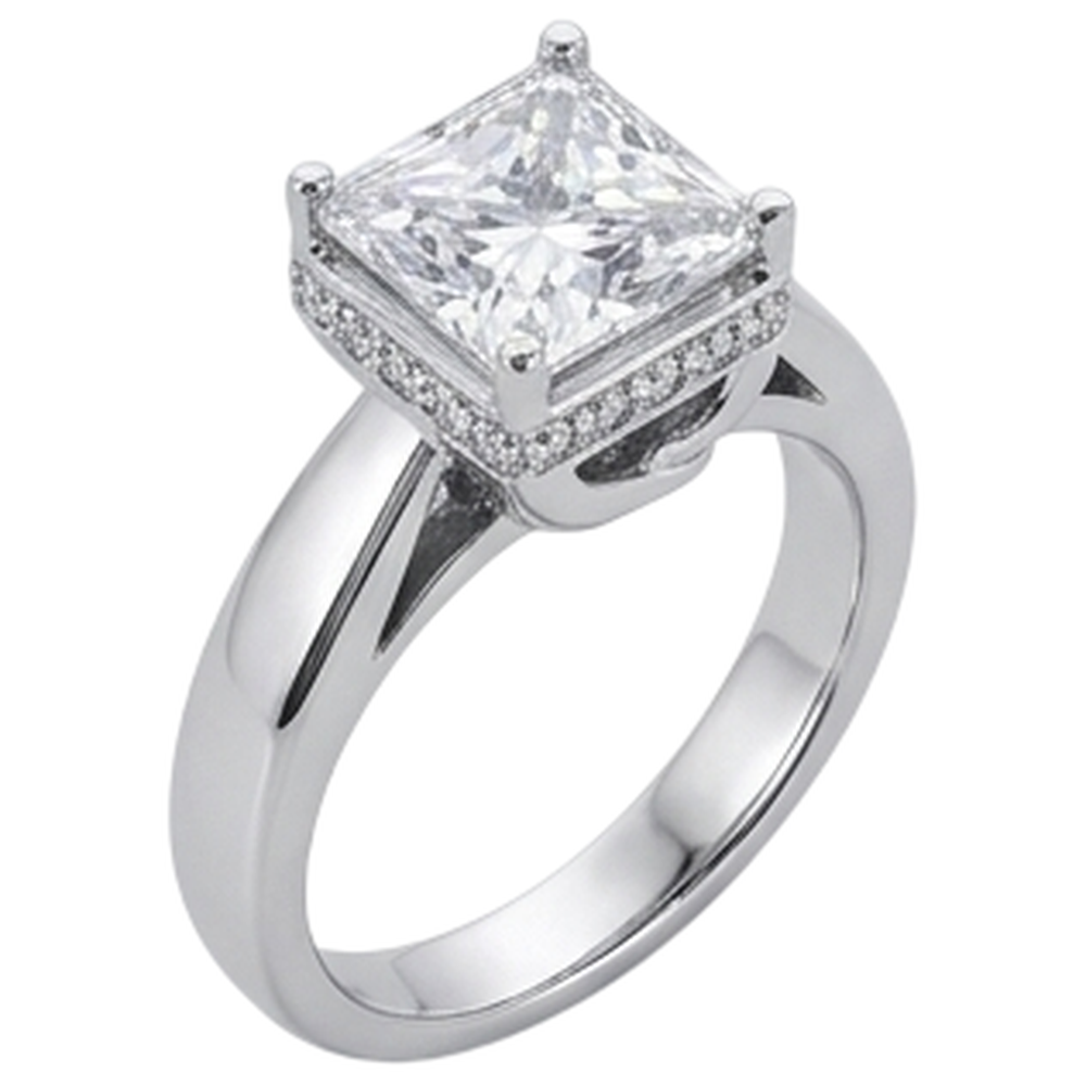 2.50 Carats Hidden Halo Princess Cut Real Natural Earth Mined Diamond ( Not Lab Grown )  Engagement Ring New