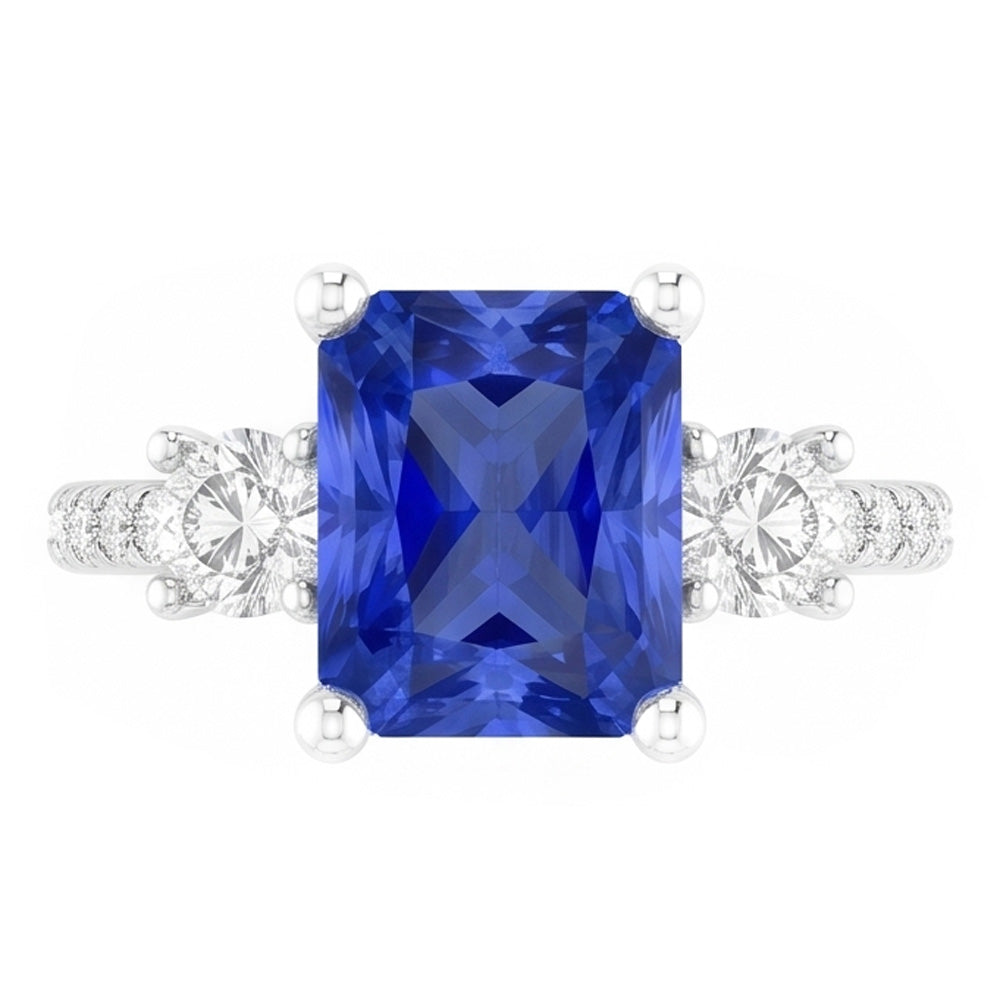 2.50 Carats Natural Earth Mined Diamond ( Not Lab Grown ) Wedding Ring Radiant Shape Sapphire With Accents