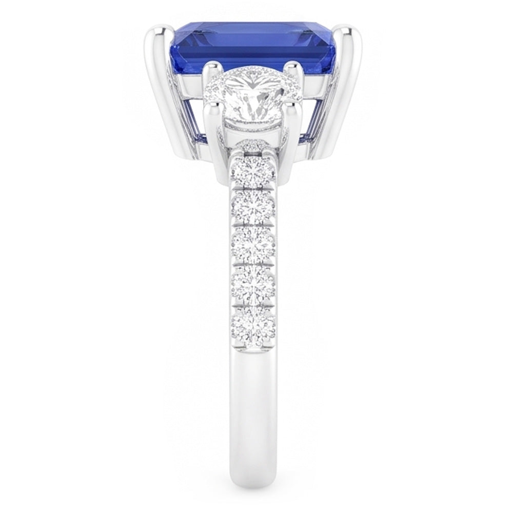 2.50 Carats Natural Earth Mined Diamond ( Not Lab Grown ) Wedding Ring Radiant Shape Sapphire With Accents