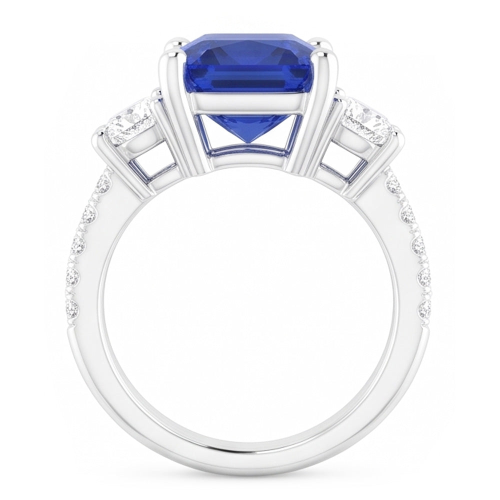 2.50 Carats Natural Earth Mined Diamond ( Not Lab Grown ) Wedding Ring Radiant Shape Sapphire With Accents