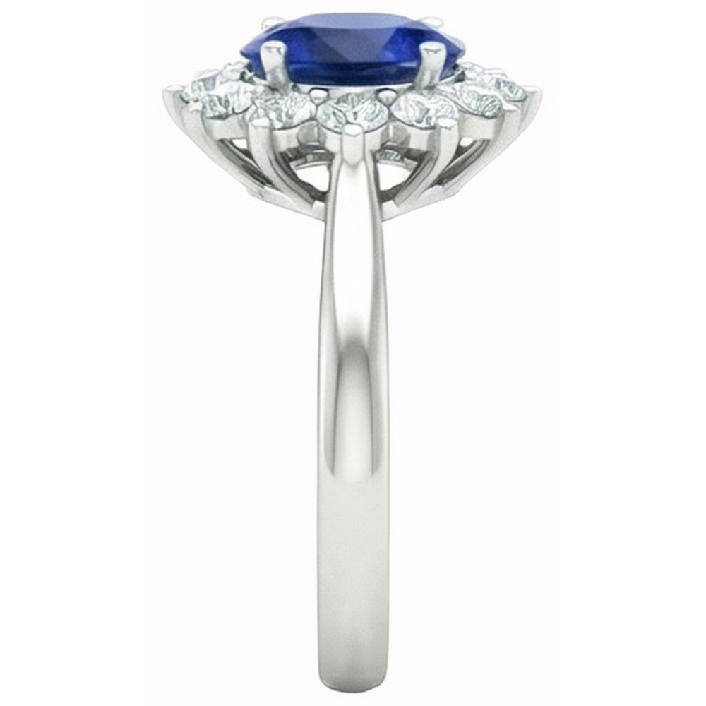 2.50 Carats Oval Ceylon Sapphire With Natural Earth Mined Diamonds Wedding Ring14K