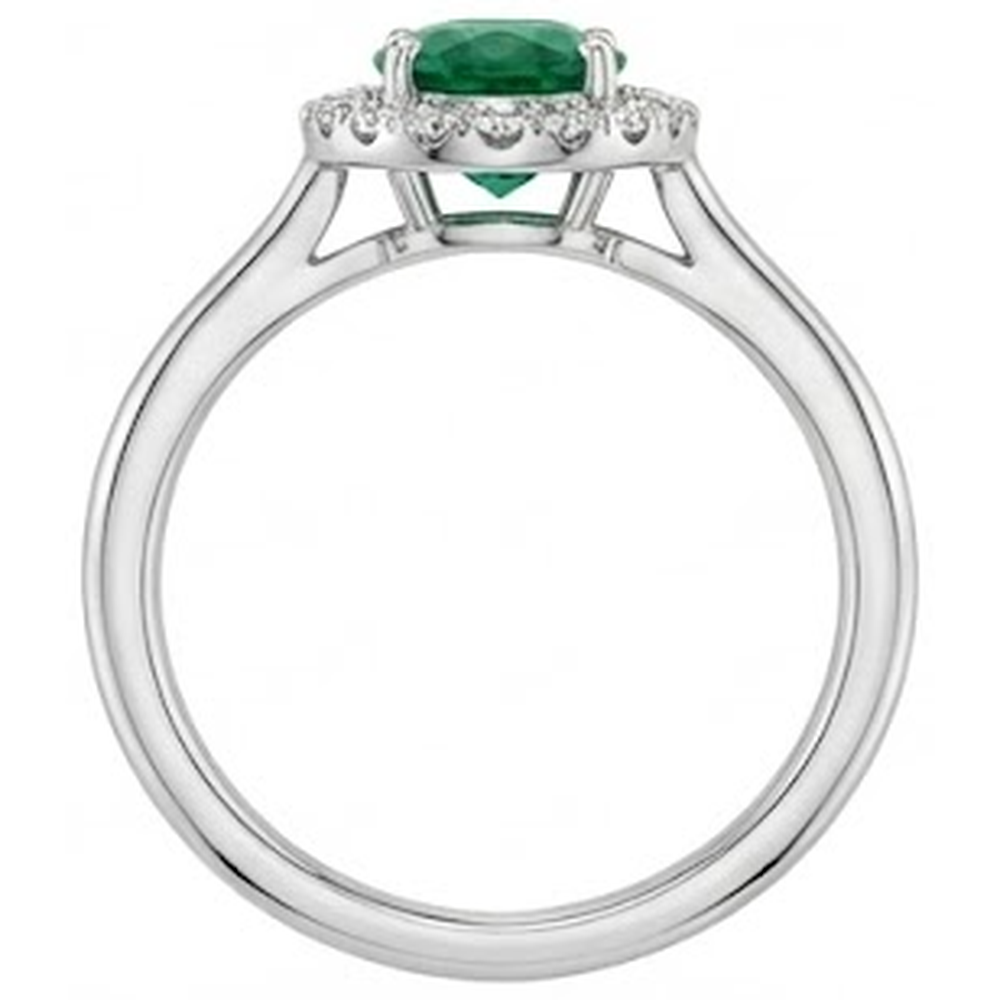 natural round emerald 2.50ct ring on white background