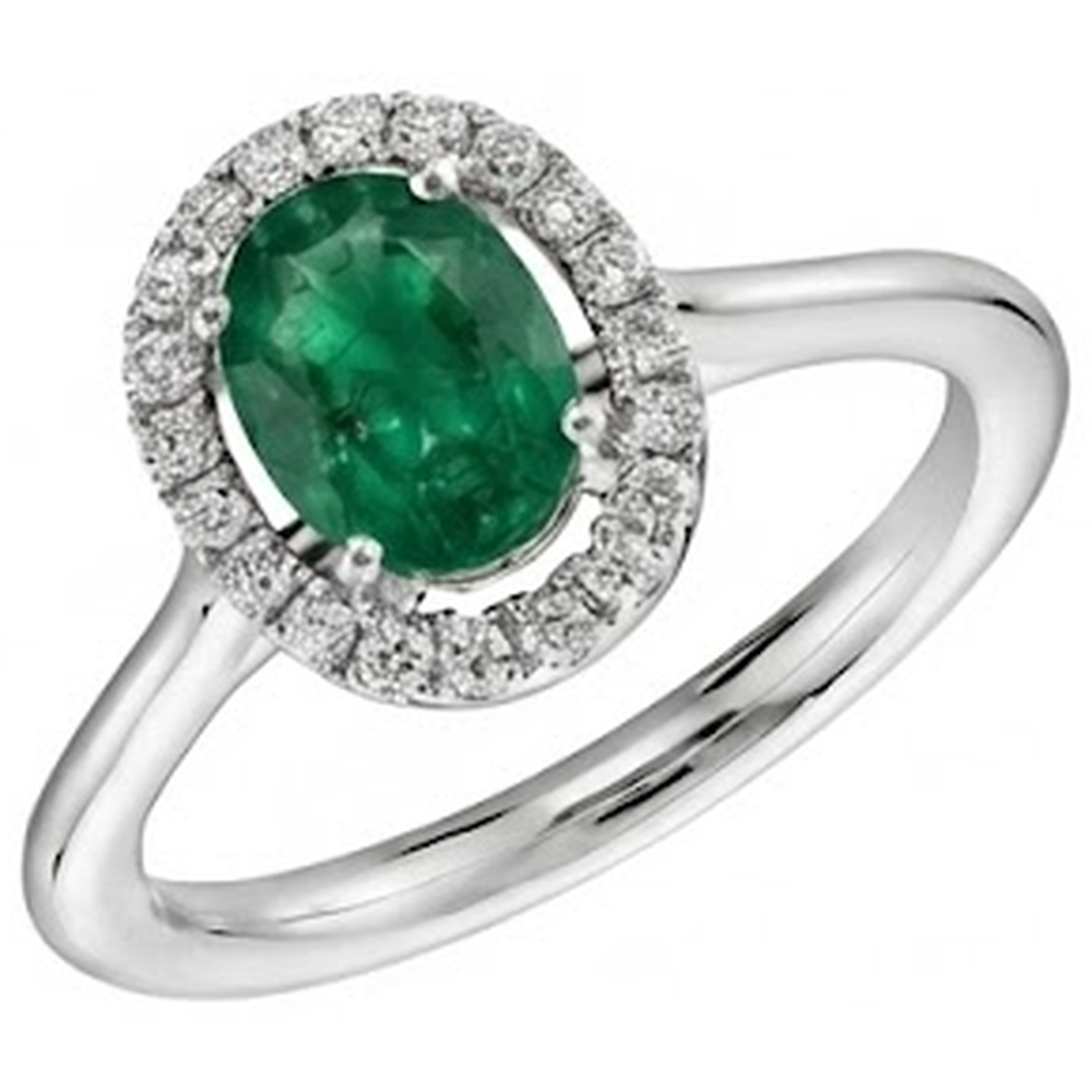 natural round emerald 2.50ct ring close up detail