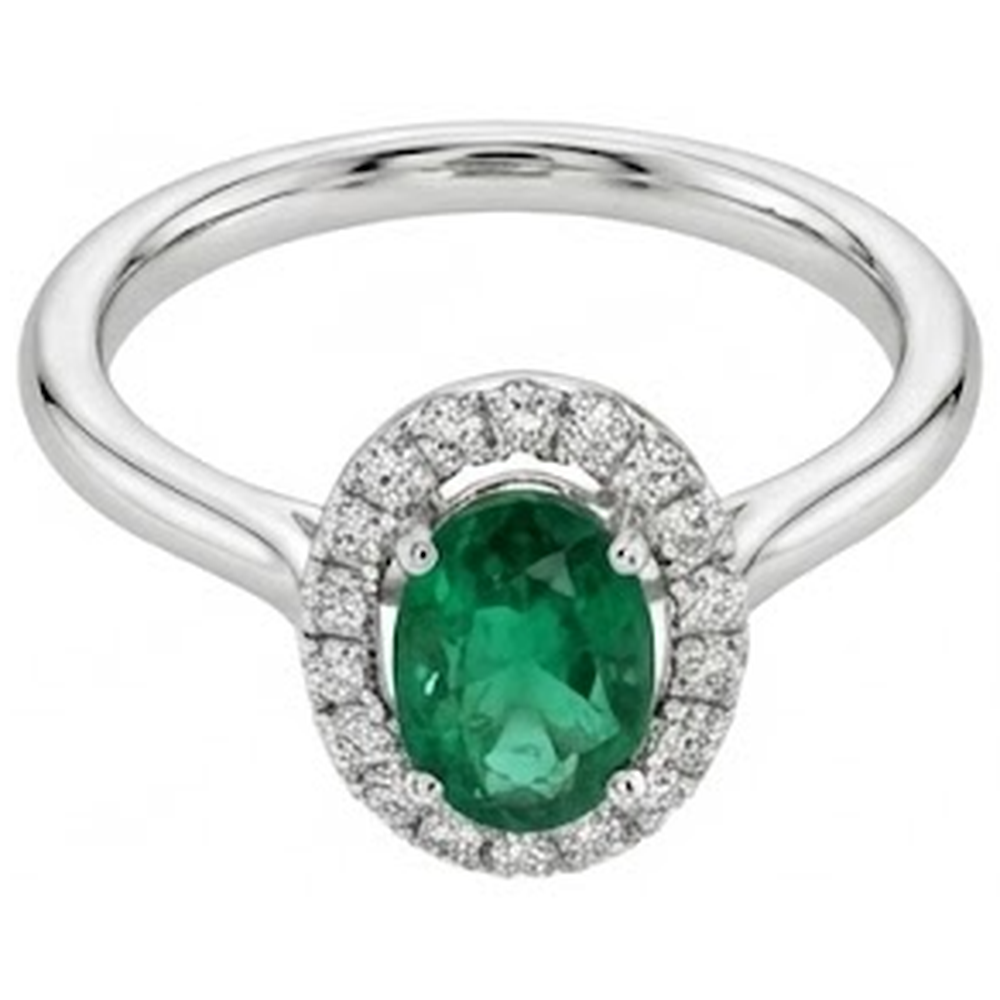 natural round emerald 2.50ct ring top view