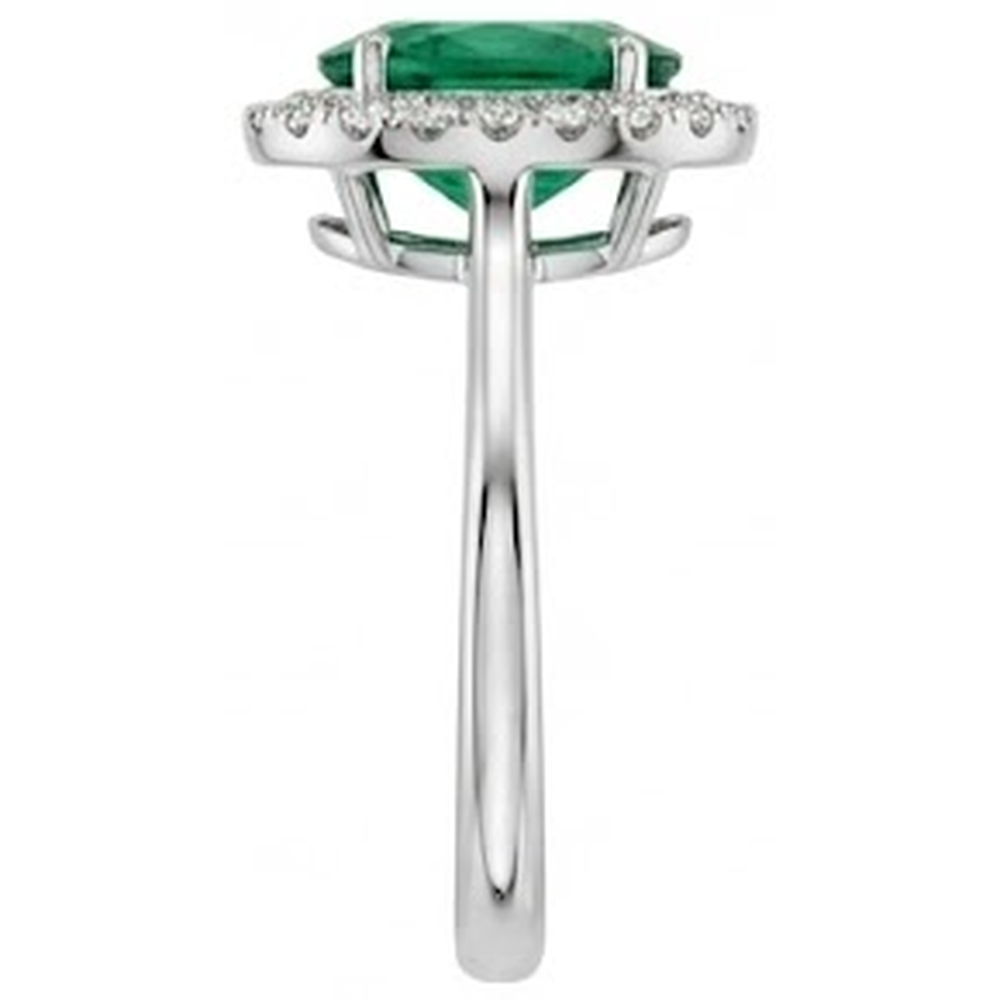 natural round emerald 2.50ct ring profile view