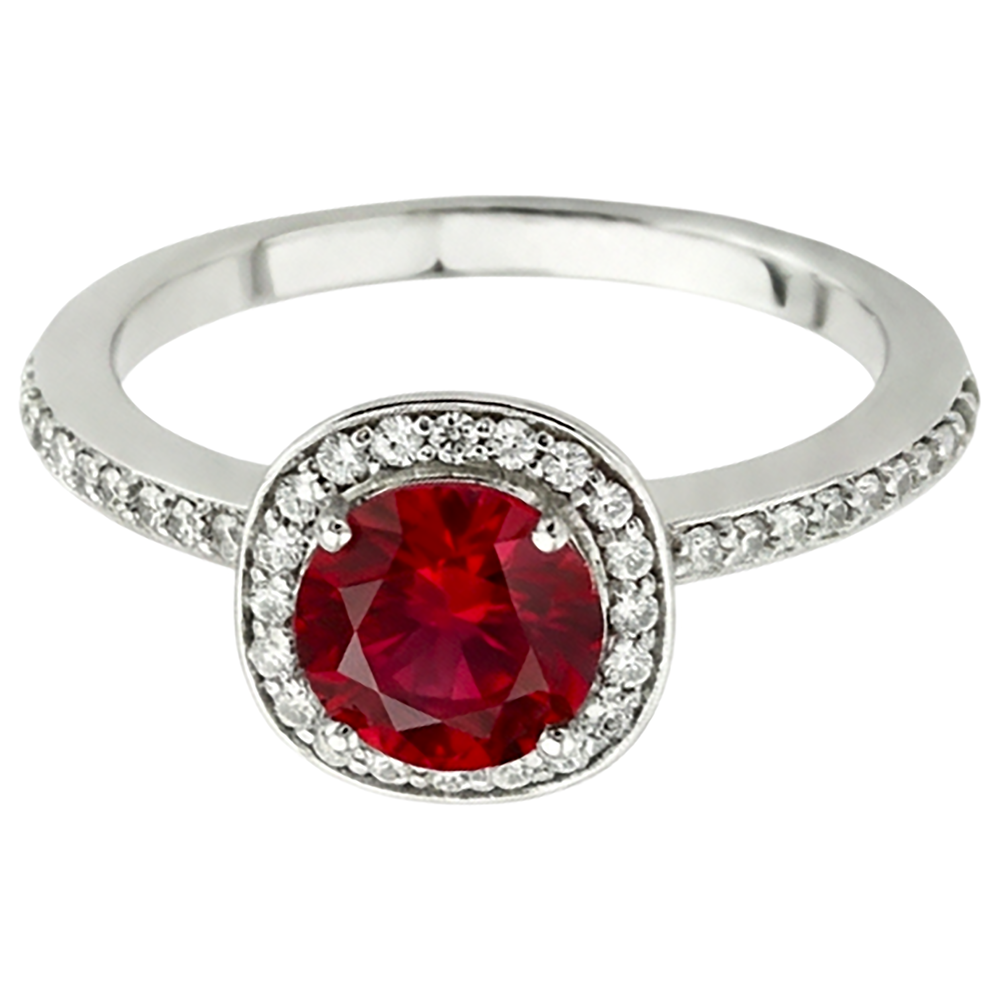 2.50 Carats Red And White Round Ruby Ring Jewelry White Gold 14K