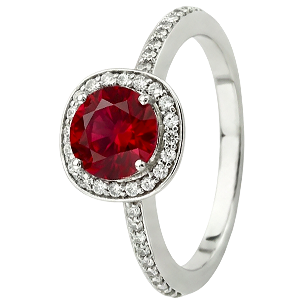 2.50 Carats Red And White Round Ruby Ring Jewelry White Gold 14K