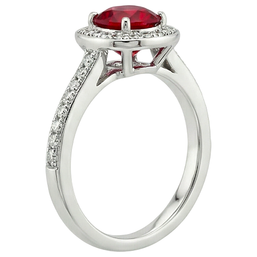 2.50 Carats Red And White Round Ruby Ring Jewelry White Gold 14K