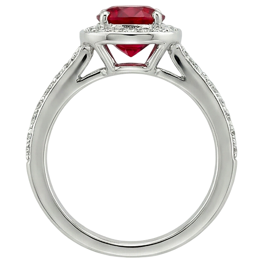 2.50 Carats Red And White Round Ruby Ring Jewelry White Gold 14K