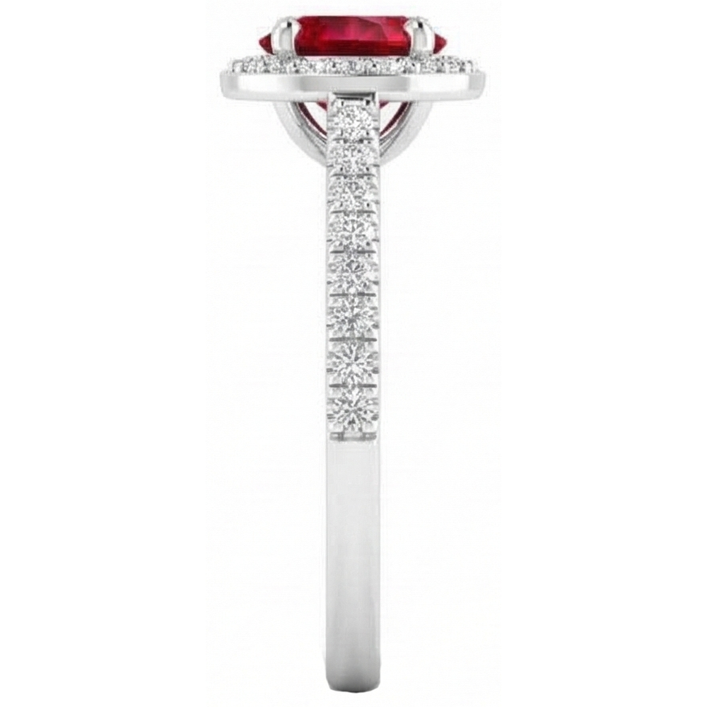 2.50 Carats Ring Round Halo Ruby White Gold 14K