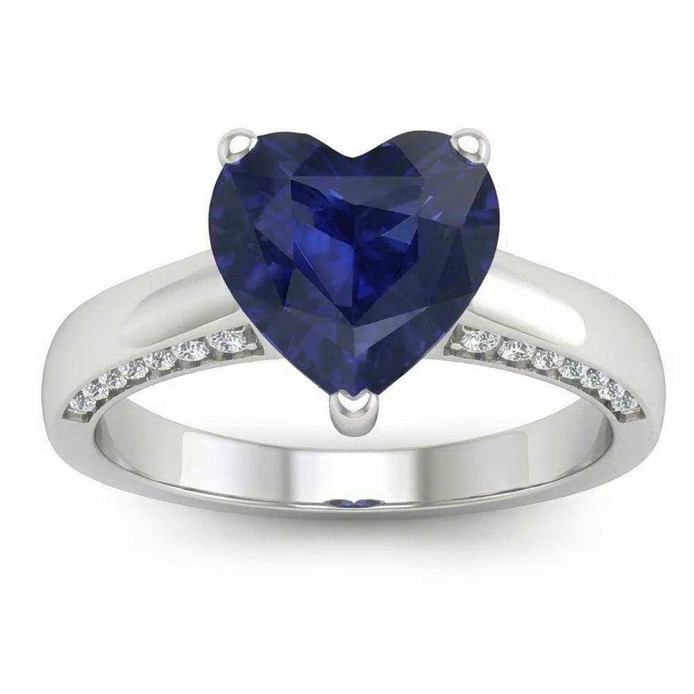 2.50 Carats Solitaire Ceylon Sapphire Ring Prong Set White Gold