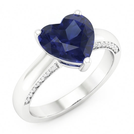 2.50 Carats Solitaire Ceylon Sapphire Ring Prong Set White Gold